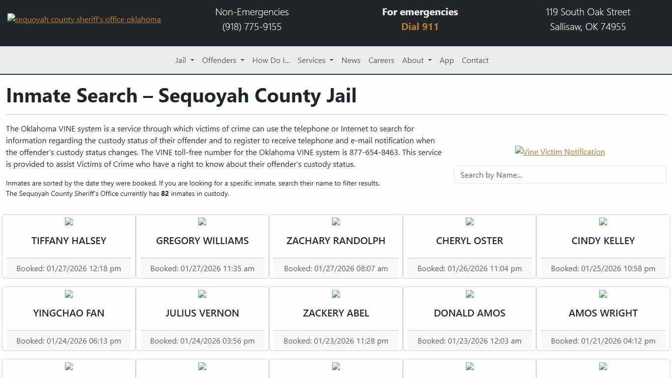 Inmate Search Sequoyah County Sheriff's Office